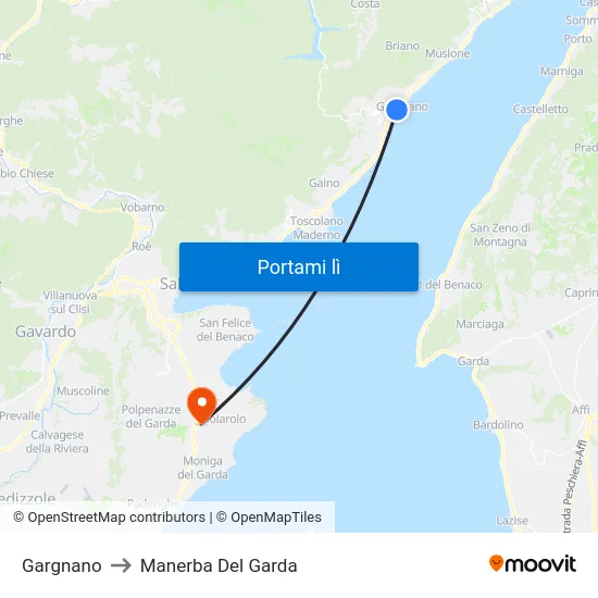 Gargnano to Manerba Del Garda map
