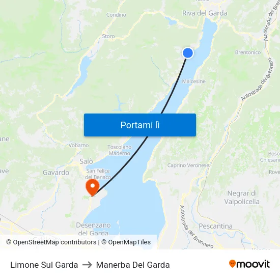 Limone Sul Garda to Manerba Del Garda map