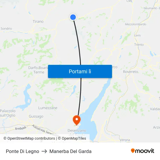 Ponte Di Legno to Manerba Del Garda map