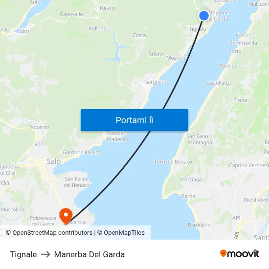 Tignale to Manerba Del Garda map