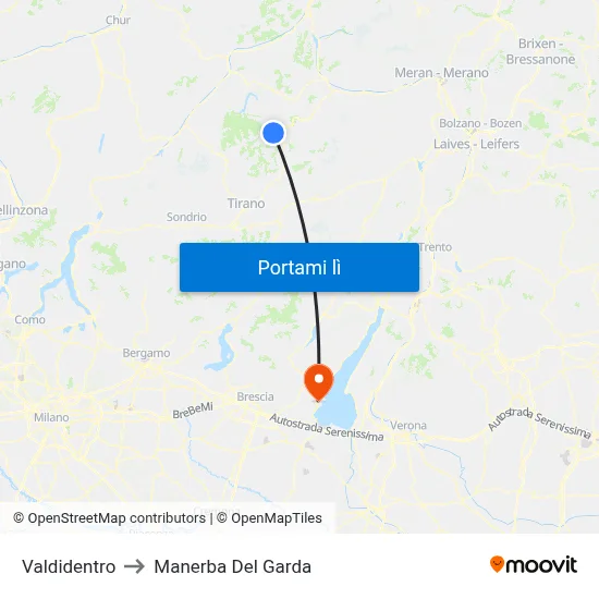 Valdidentro to Manerba Del Garda map