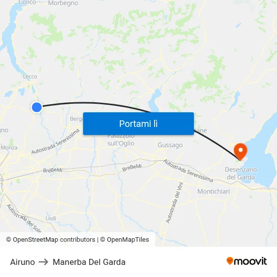 Airuno to Manerba Del Garda map