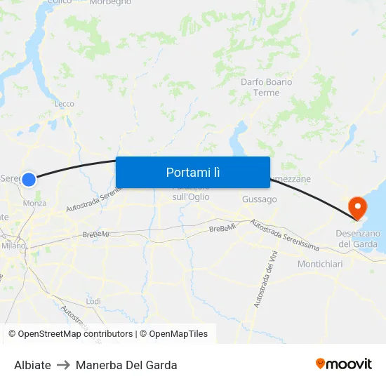 Albiate to Manerba Del Garda map