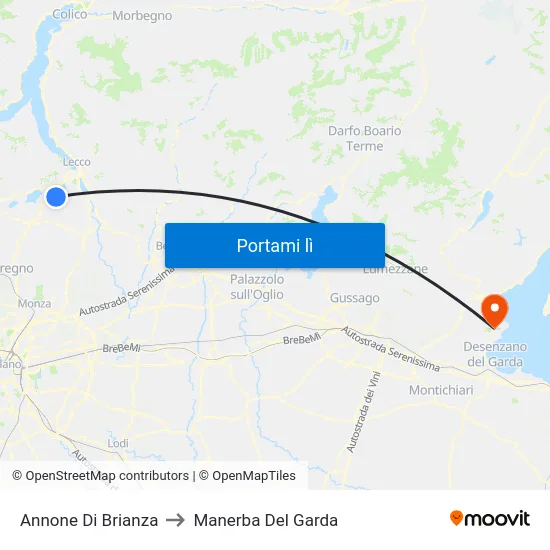 Annone Di Brianza to Manerba Del Garda map