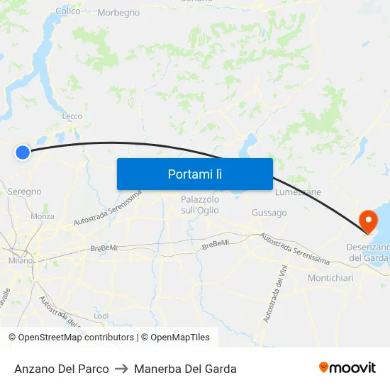 Anzano Del Parco to Manerba Del Garda map