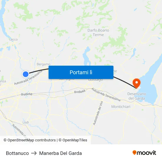 Bottanuco to Manerba Del Garda map
