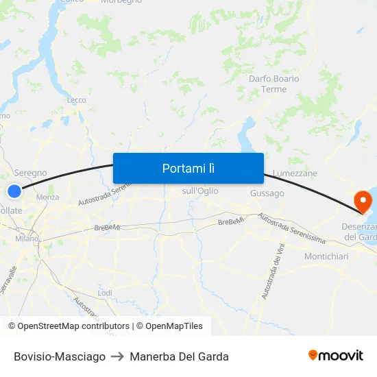 Bovisio-Masciago to Manerba Del Garda map