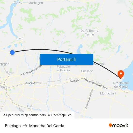 Bulciago to Manerba Del Garda map