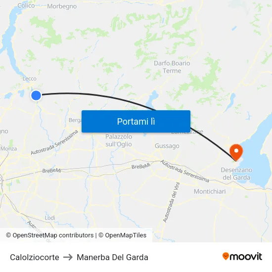 Calolziocorte to Manerba Del Garda map