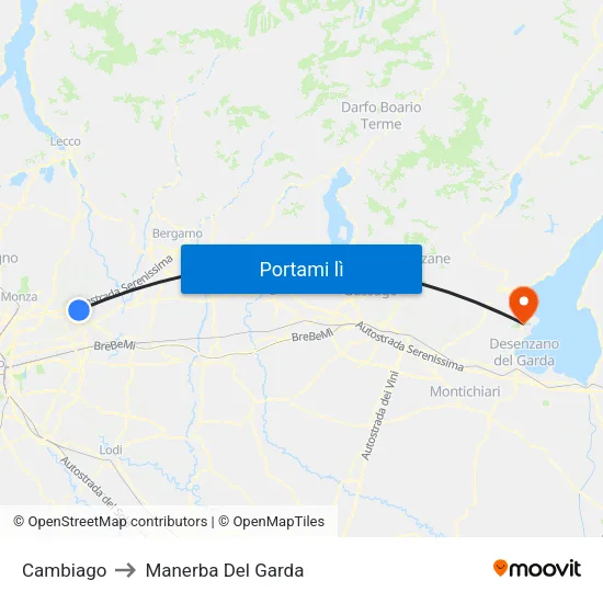 Cambiago to Manerba Del Garda map