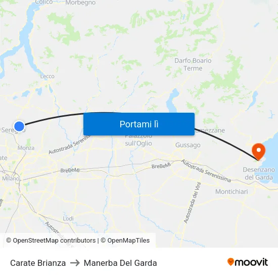 Carate Brianza to Manerba Del Garda map