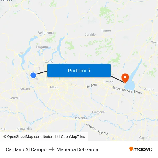 Cardano Al Campo to Manerba Del Garda map