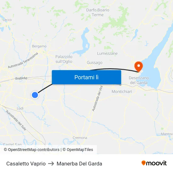 Casaletto Vaprio to Manerba Del Garda map
