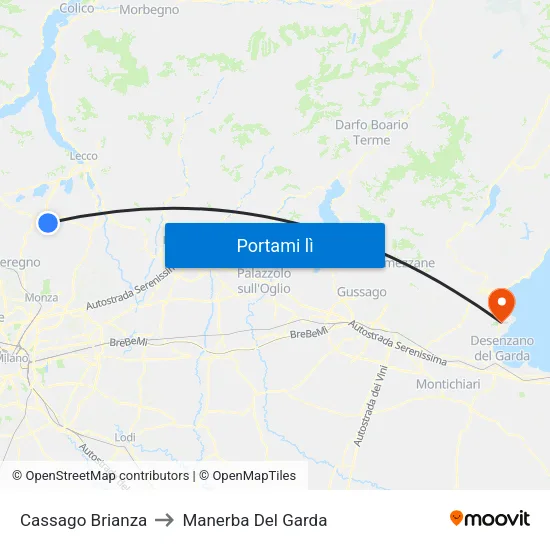 Cassago Brianza to Manerba Del Garda map