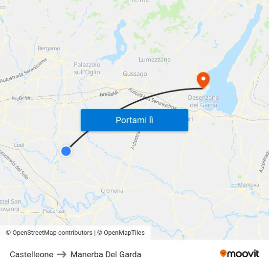 Castelleone to Manerba Del Garda map