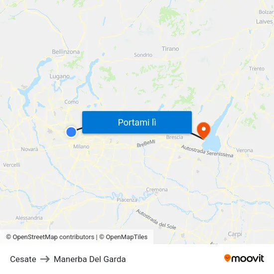 Cesate to Manerba Del Garda map