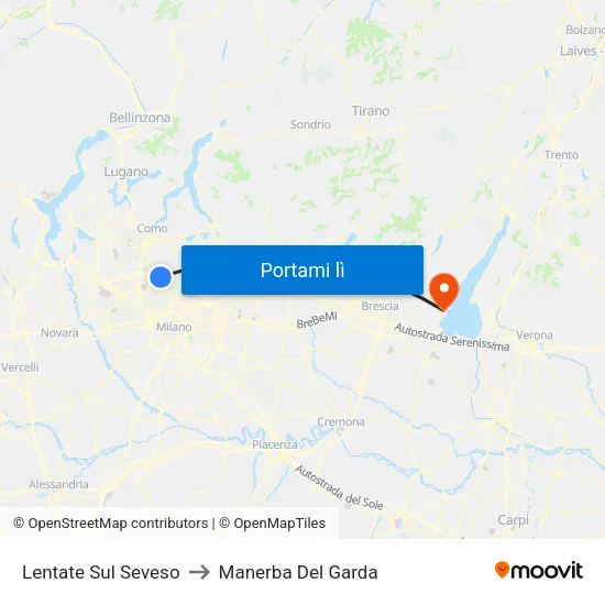 Lentate Sul Seveso to Manerba Del Garda map