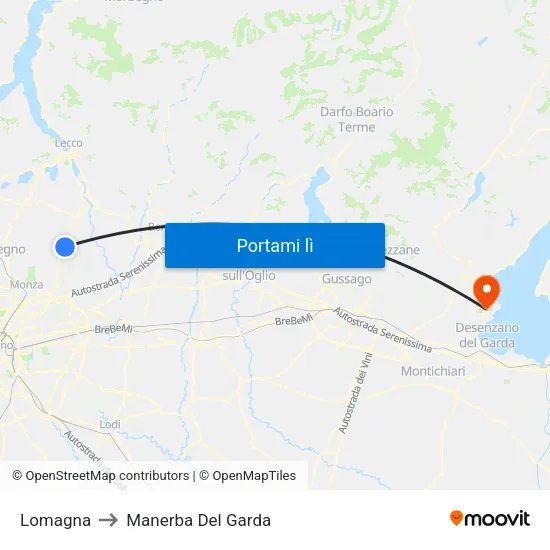 Lomagna to Manerba Del Garda map