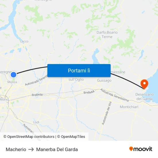 Macherio to Manerba Del Garda map
