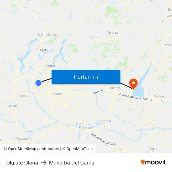 Olgiate Olona to Manerba Del Garda map