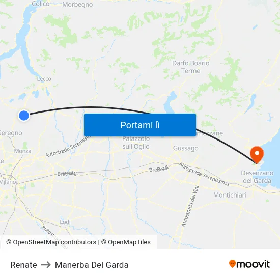 Renate to Manerba Del Garda map