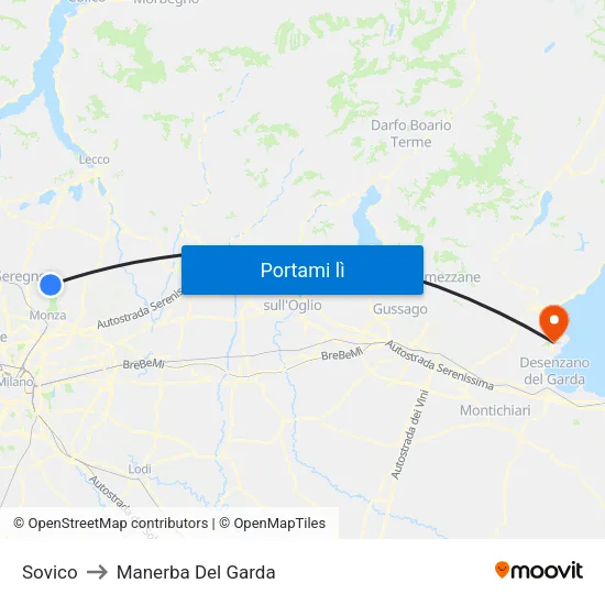 Sovico to Manerba Del Garda map