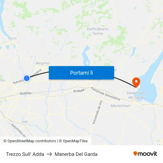 Trezzo Sull' Adda to Manerba Del Garda map