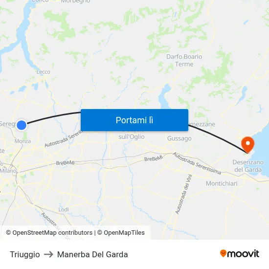 Triuggio to Manerba Del Garda map