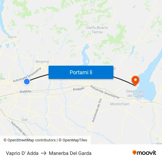 Vaprio D' Adda to Manerba Del Garda map