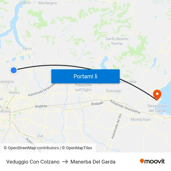 Veduggio Con Colzano to Manerba Del Garda map
