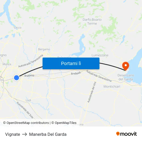 Vignate to Manerba Del Garda map