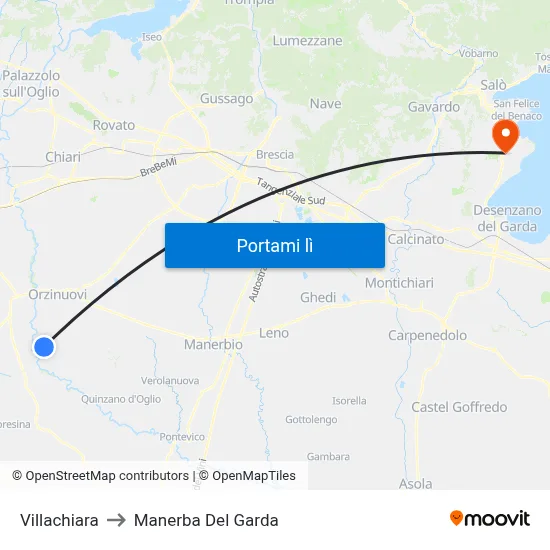 Villachiara to Manerba Del Garda map