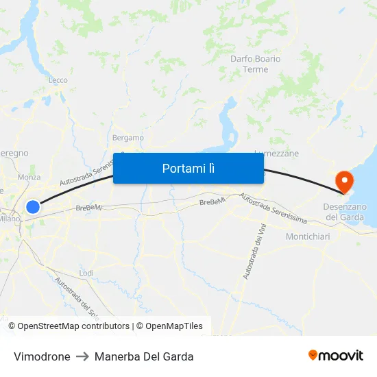 Vimodrone to Manerba Del Garda map