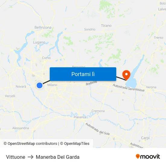 Vittuone to Manerba Del Garda map