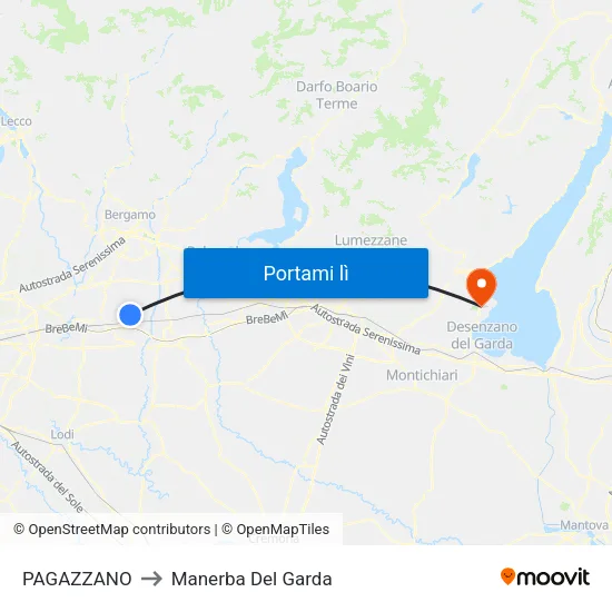 PAGAZZANO to Manerba Del Garda map