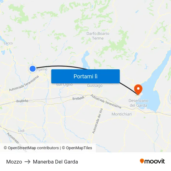 Mozzo to Manerba Del Garda map