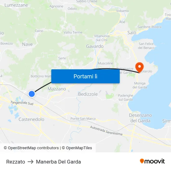 Rezzato to Manerba Del Garda map