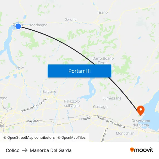Colico to Manerba Del Garda map