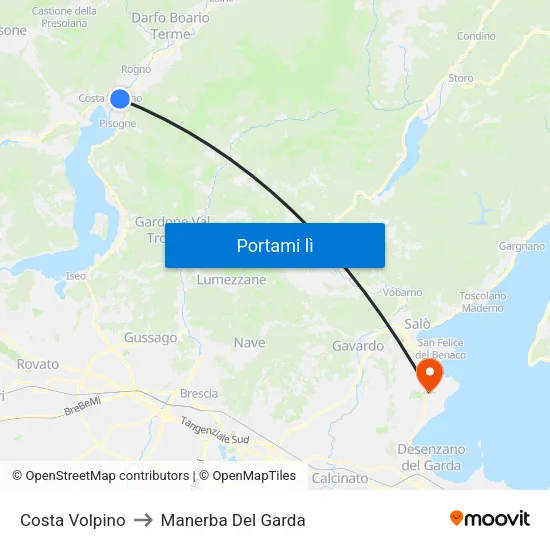 Costa Volpino to Manerba Del Garda map
