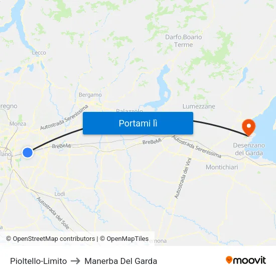 Pioltello-Limito to Manerba Del Garda map