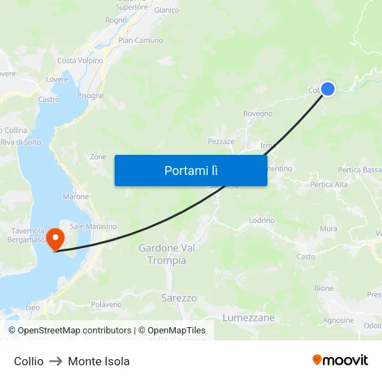 Collio to Monte Isola map