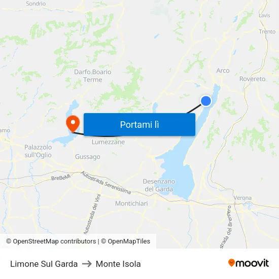 Limone Sul Garda to Monte Isola map