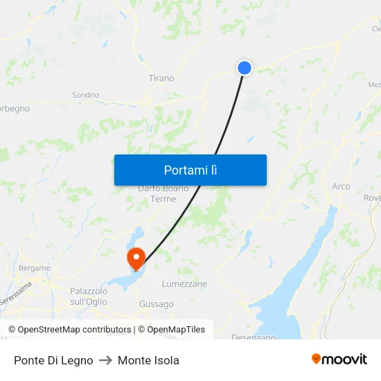 Ponte Di Legno to Monte Isola map