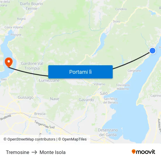 Tremosine to Monte Isola map