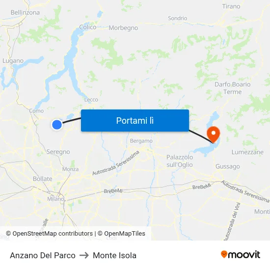 Anzano Del Parco to Monte Isola map