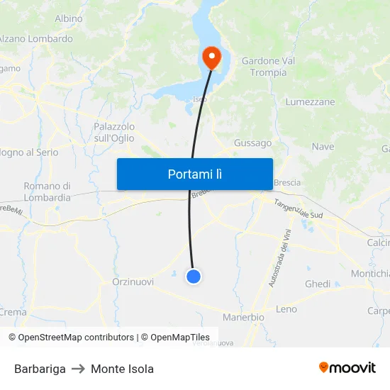 Barbariga to Monte Isola map