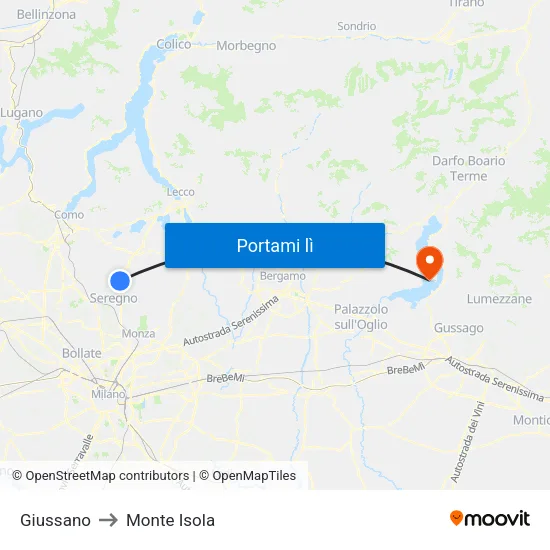 Giussano to Monte Isola map