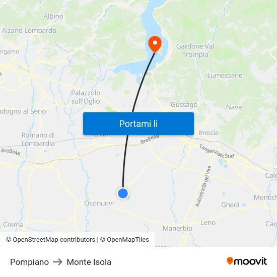 Pompiano to Monte Isola map