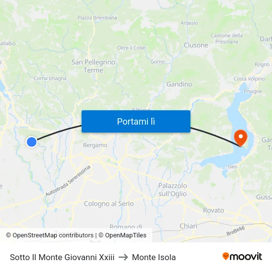 Sotto Il Monte Giovanni Xxiii to Monte Isola map