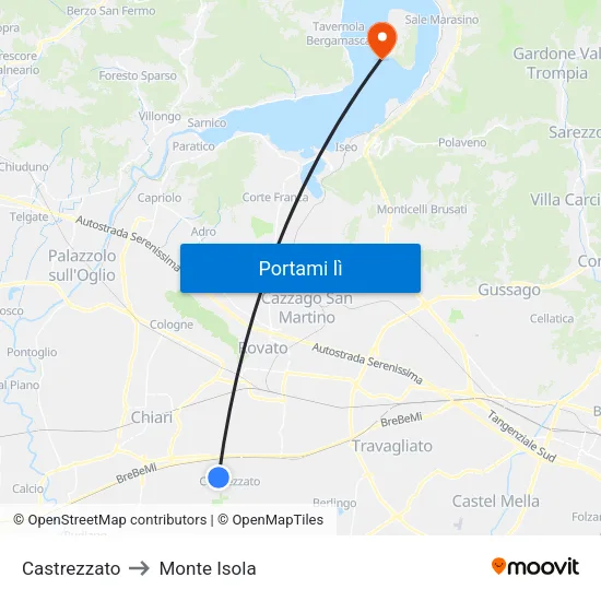 Castrezzato to Monte Isola map